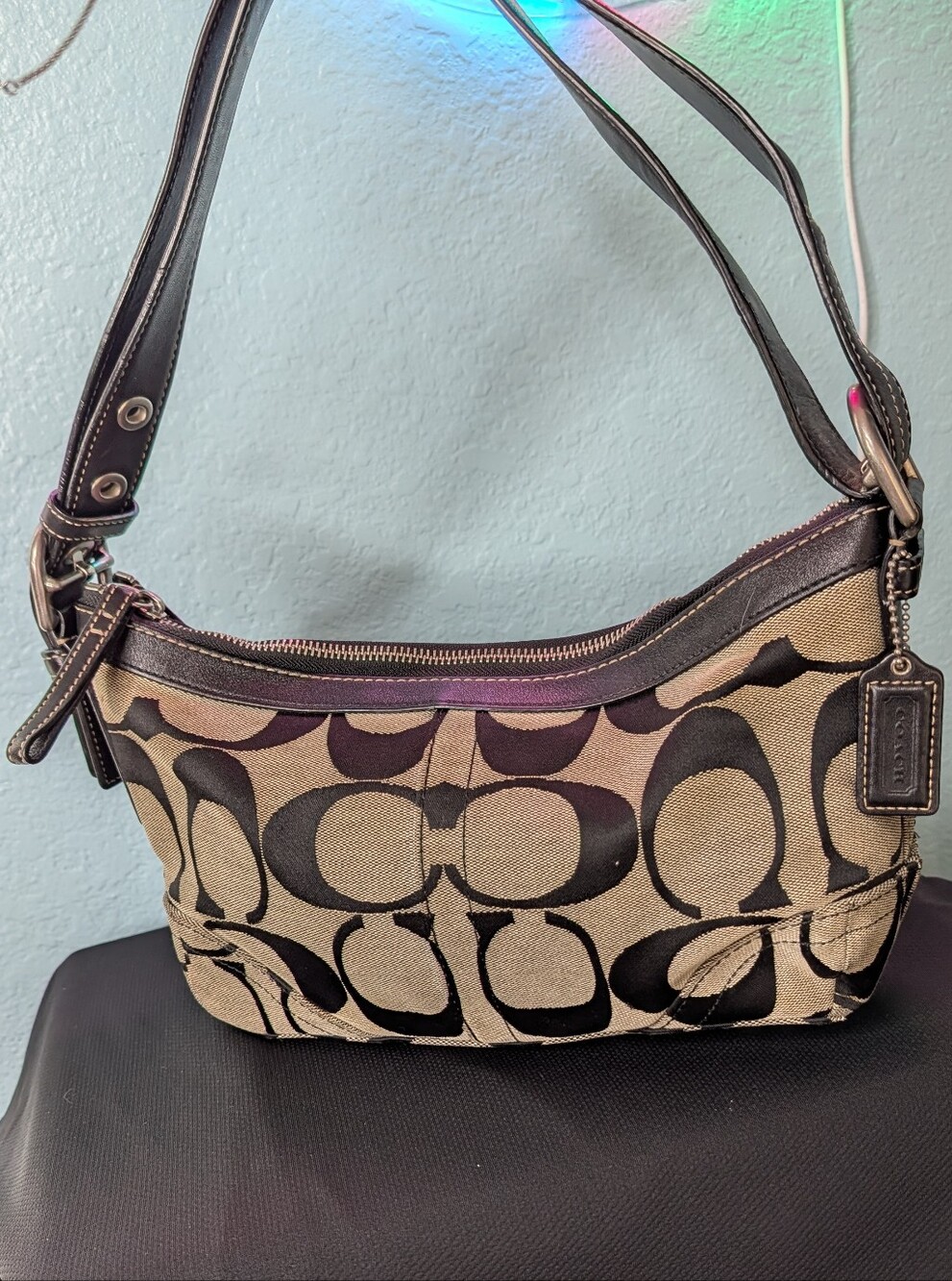 Vintage Y2K Coach Black Signature Jacquard Demi Shoulder Bag